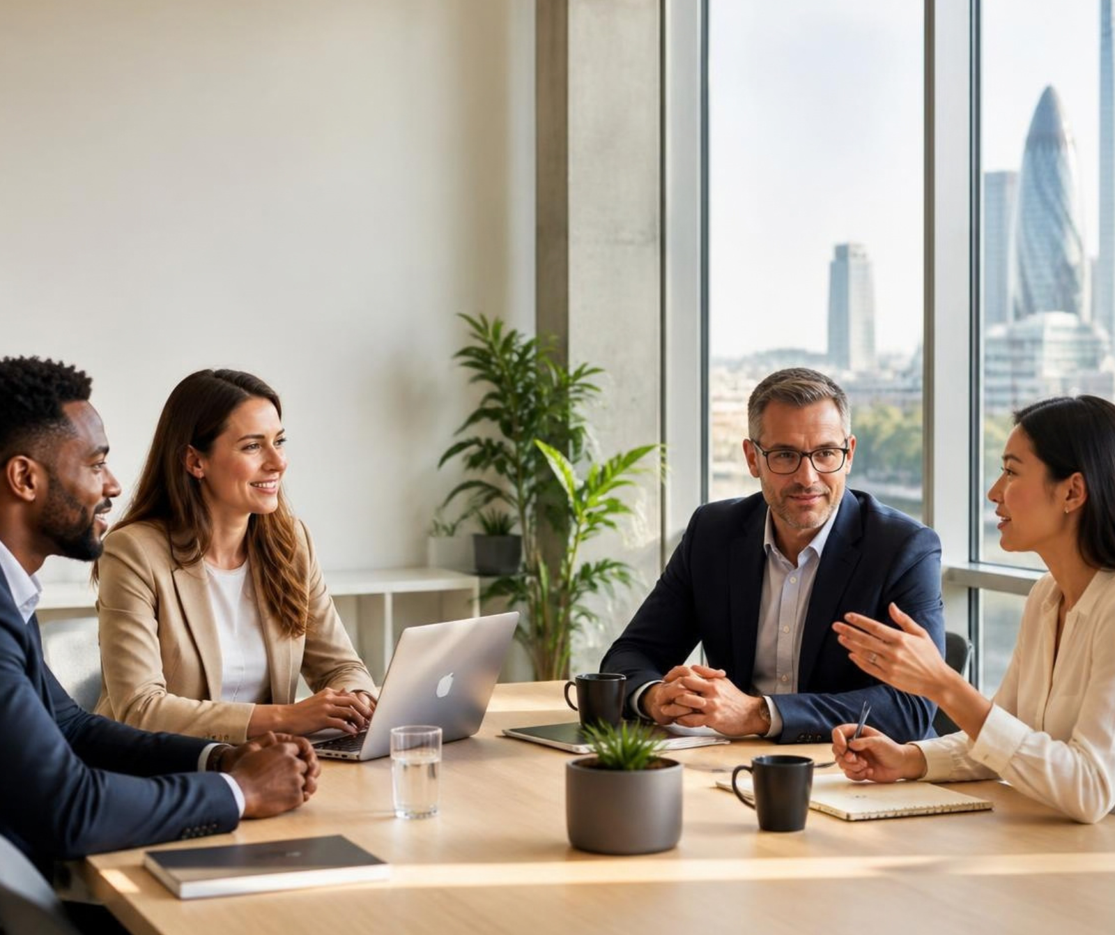 UK recruitment team discussing hiring and talent acquisition